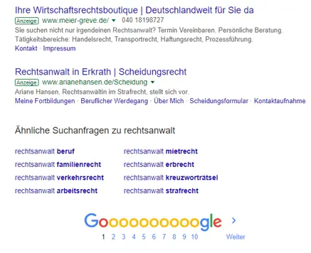 Google Keywordrecherche ähnliche Suchanfragen
